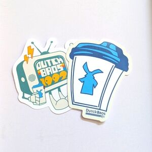 Dutch Bros Retro TV and Cup Sticker Duo